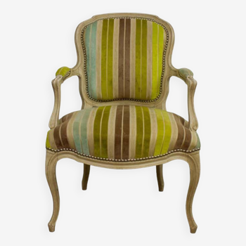 Fauteuil en velours gaufré de style Louis XV - vers 1950 France