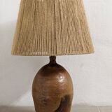 XXL lamp in glazed stoneware and jute rope circa 1960