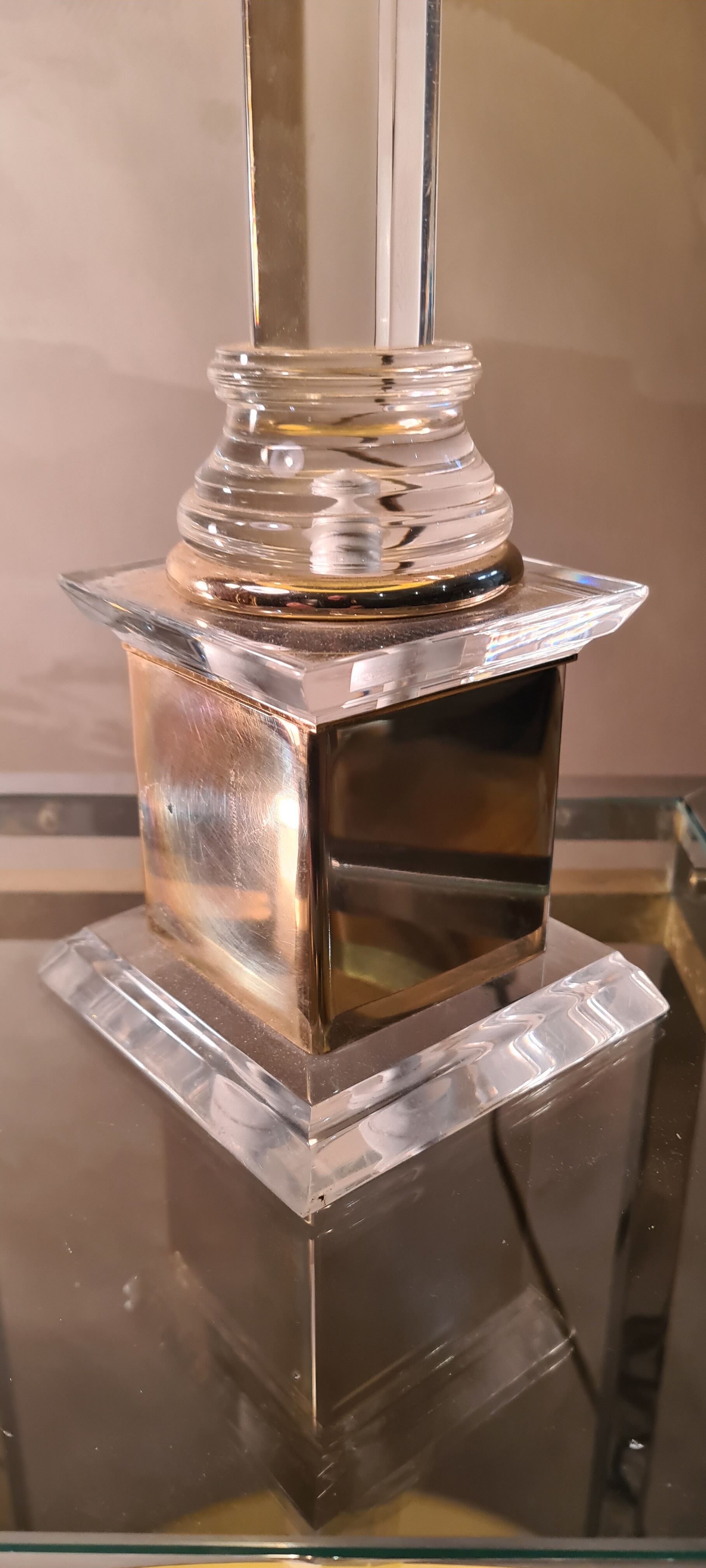 Living room lamp plexi and brass italian desing and deluxe lampshade 58x35