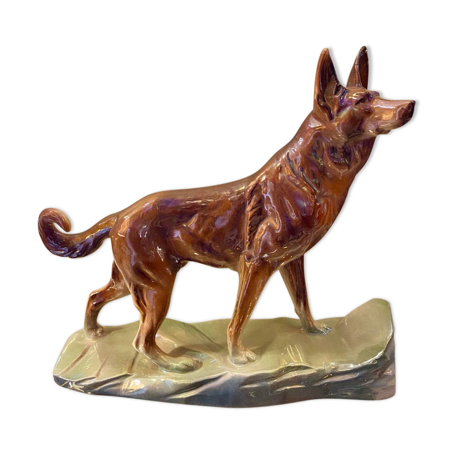 Vintage chien céramique berger allemand