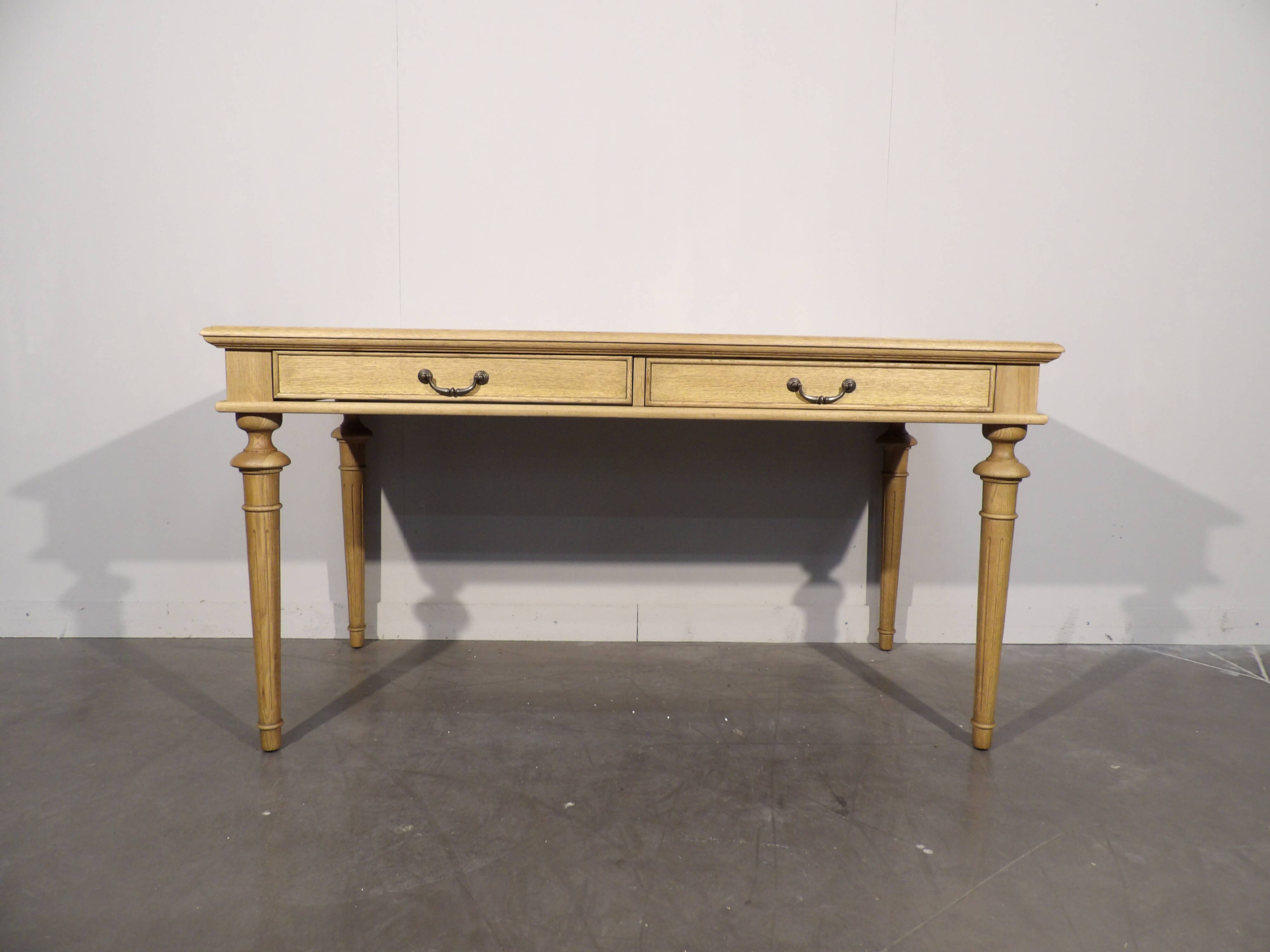 Large desk with natural oak top, 2 drawers