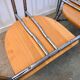 4 old metal chairs with wooden seats, Italian design, postmodern 80s