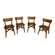 Set of 4 vintage solid oak chairs, 1960s design with sculpted backrest.