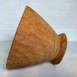 Asymmetrical basket empty pocket carved wood handcrafted