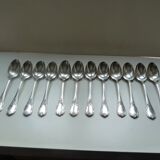 Lot 12 old silver metal spoons Christofle marly model floral decoration