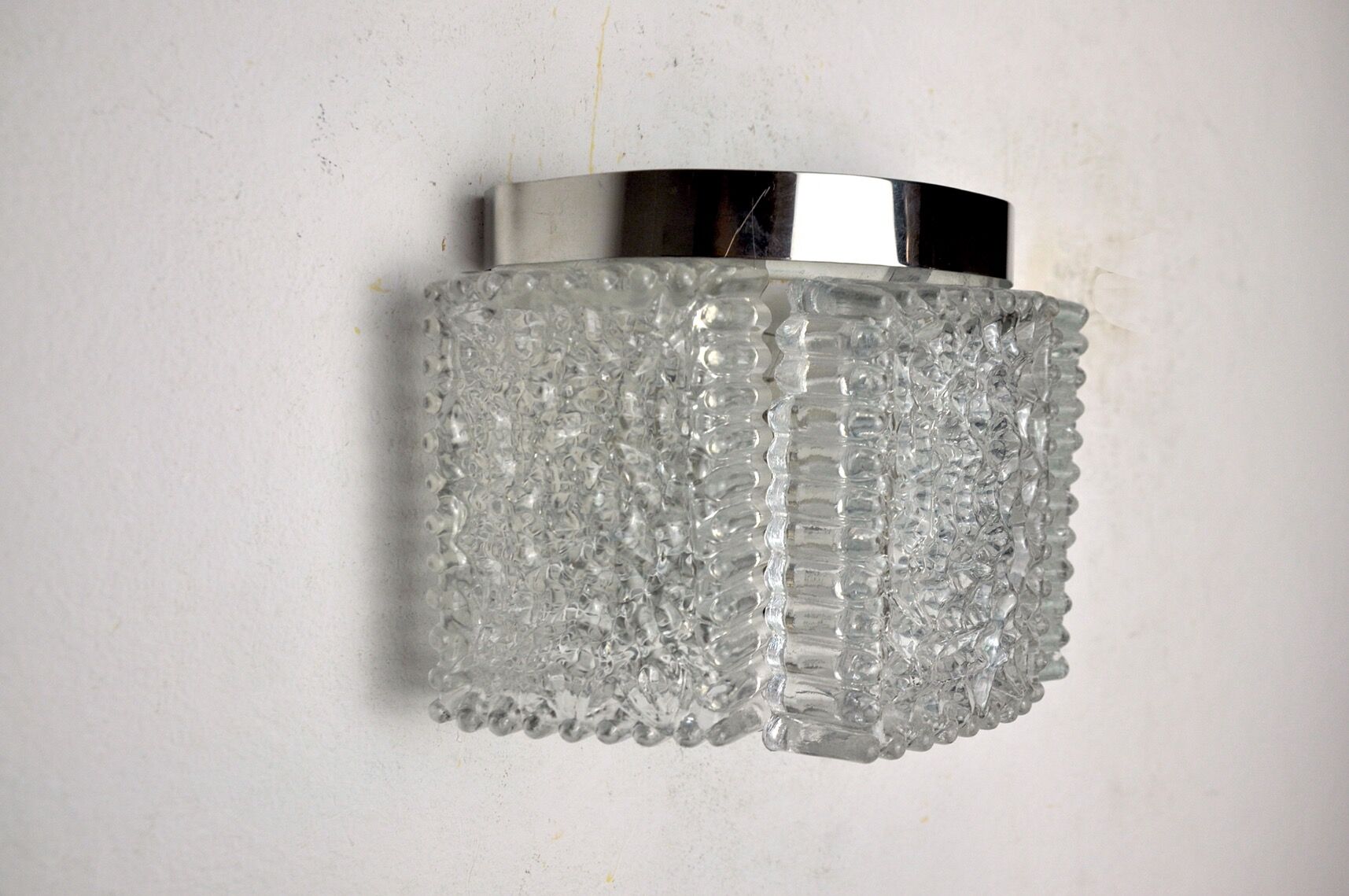 Wall lamp by Kaiser Leuchten in frosted glass Germany 1960