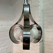 Vintage Space Age chrome and glass chandelier from the 1970s.