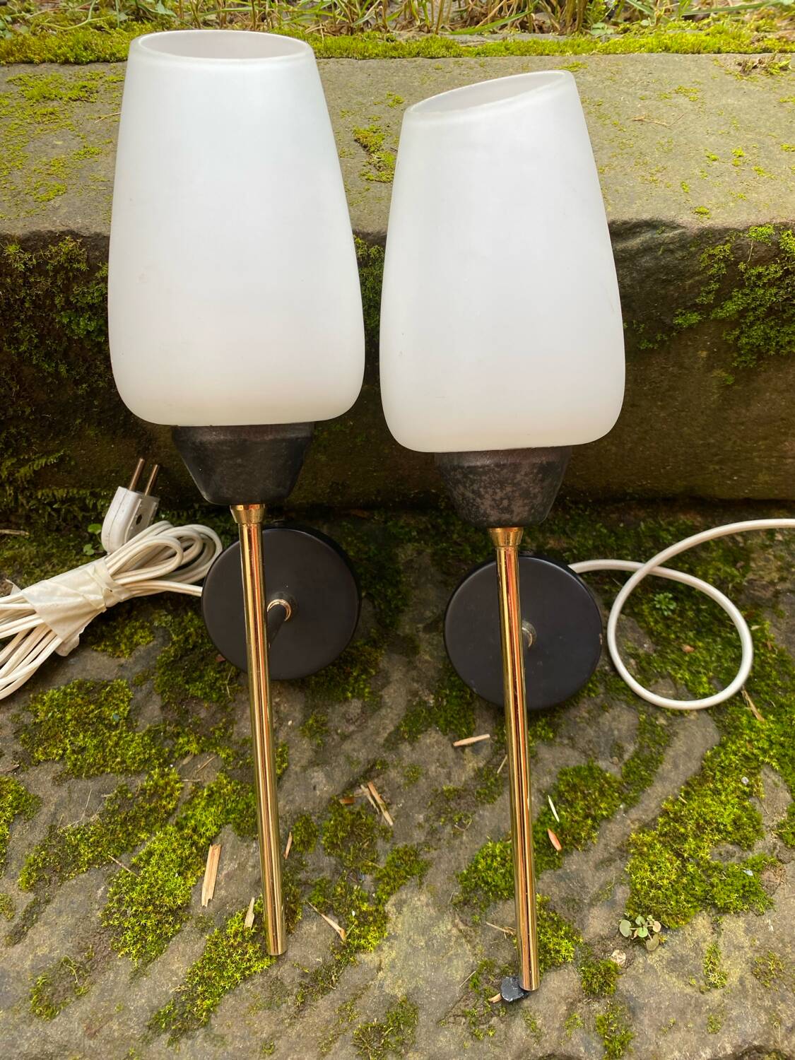 Pair of opaline wall lights from Maison Arlus circa 1950