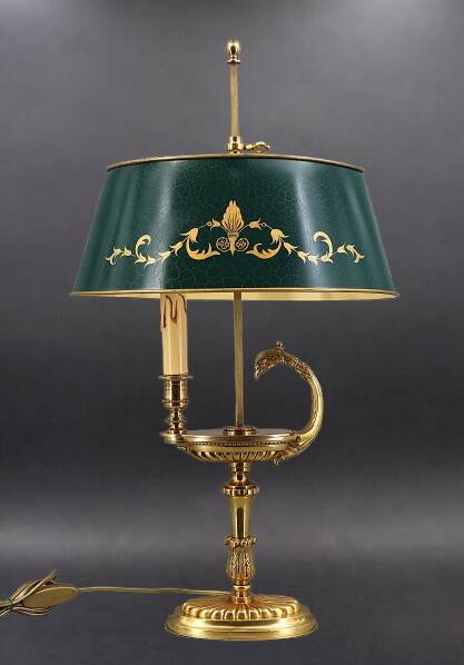 Bronze Gilt Bouillotte Lamp in Directoire Style "Lucien Gau"