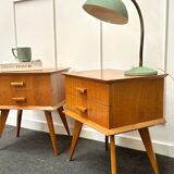 Pair of bedside tables with compass legs