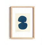 Abstract painting on paper - Infini B60 blue - painting signed eawy