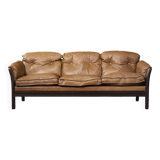 Vintage Mid-Century Danish Modern Cognac Leather 3-Seater Sofa, 1960s