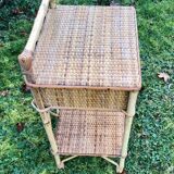 Vintage rattan bedside table
