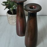 Pair of enamelled ceramic candlesticks
