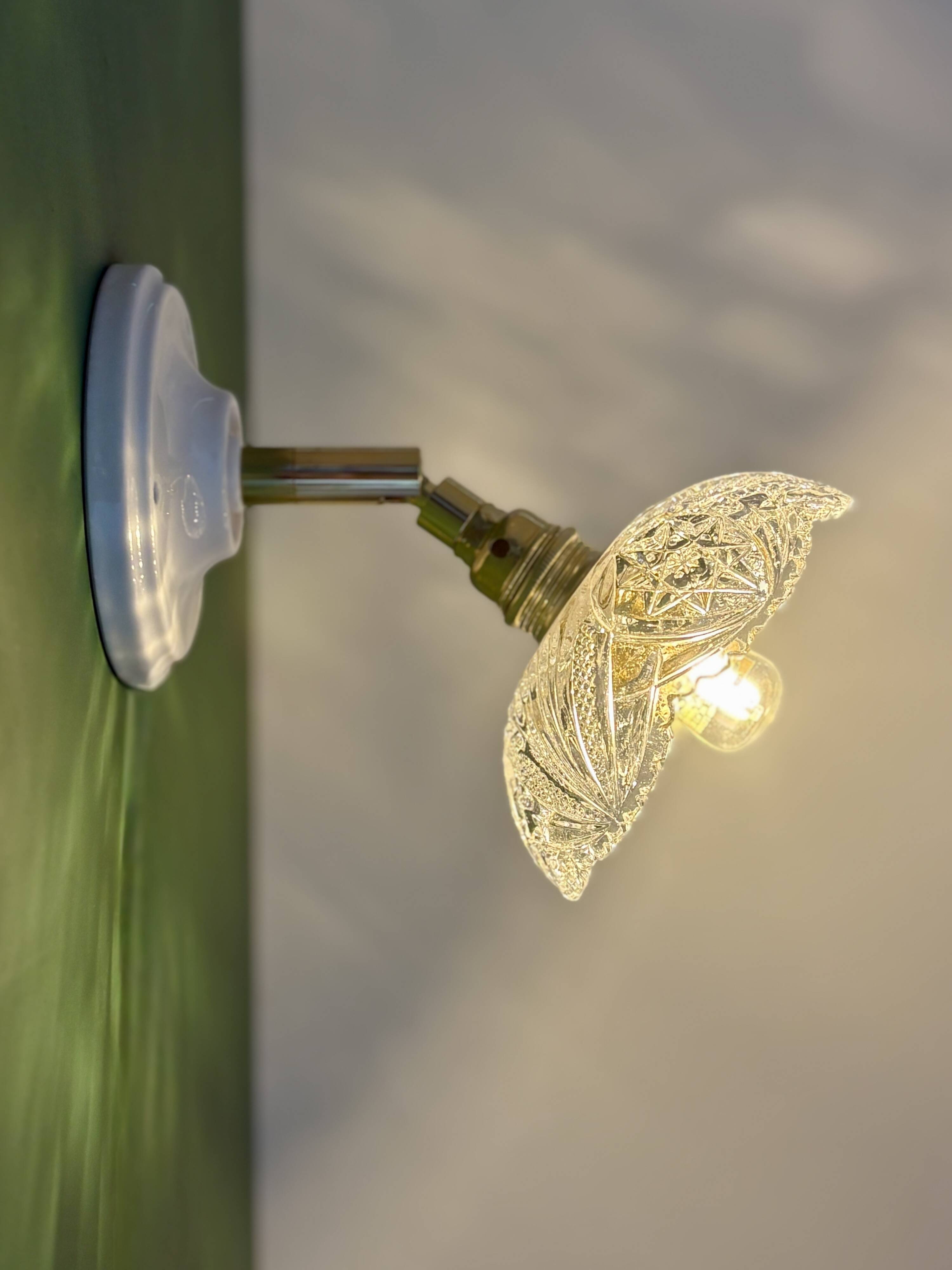 Vintage glass cut lampshade - tableware collection -