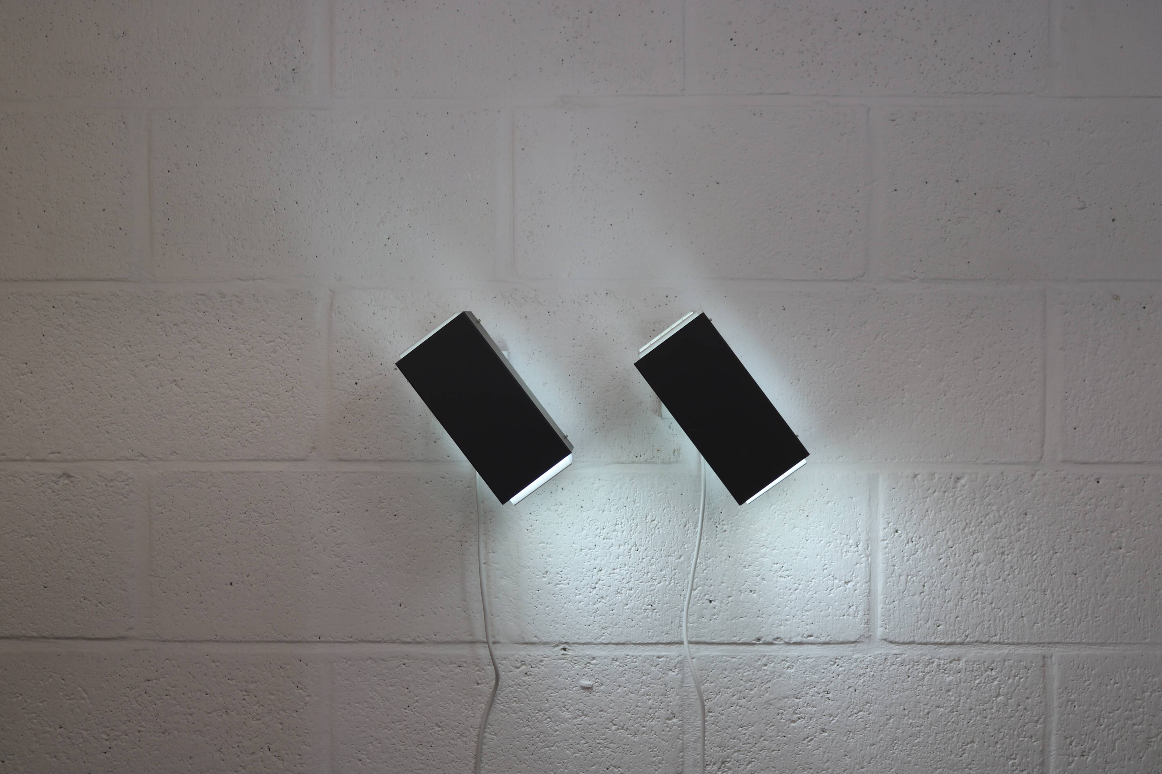 Pair of grey and white wall sconces by Preben Dahl for H. F. Belysning, 1960s