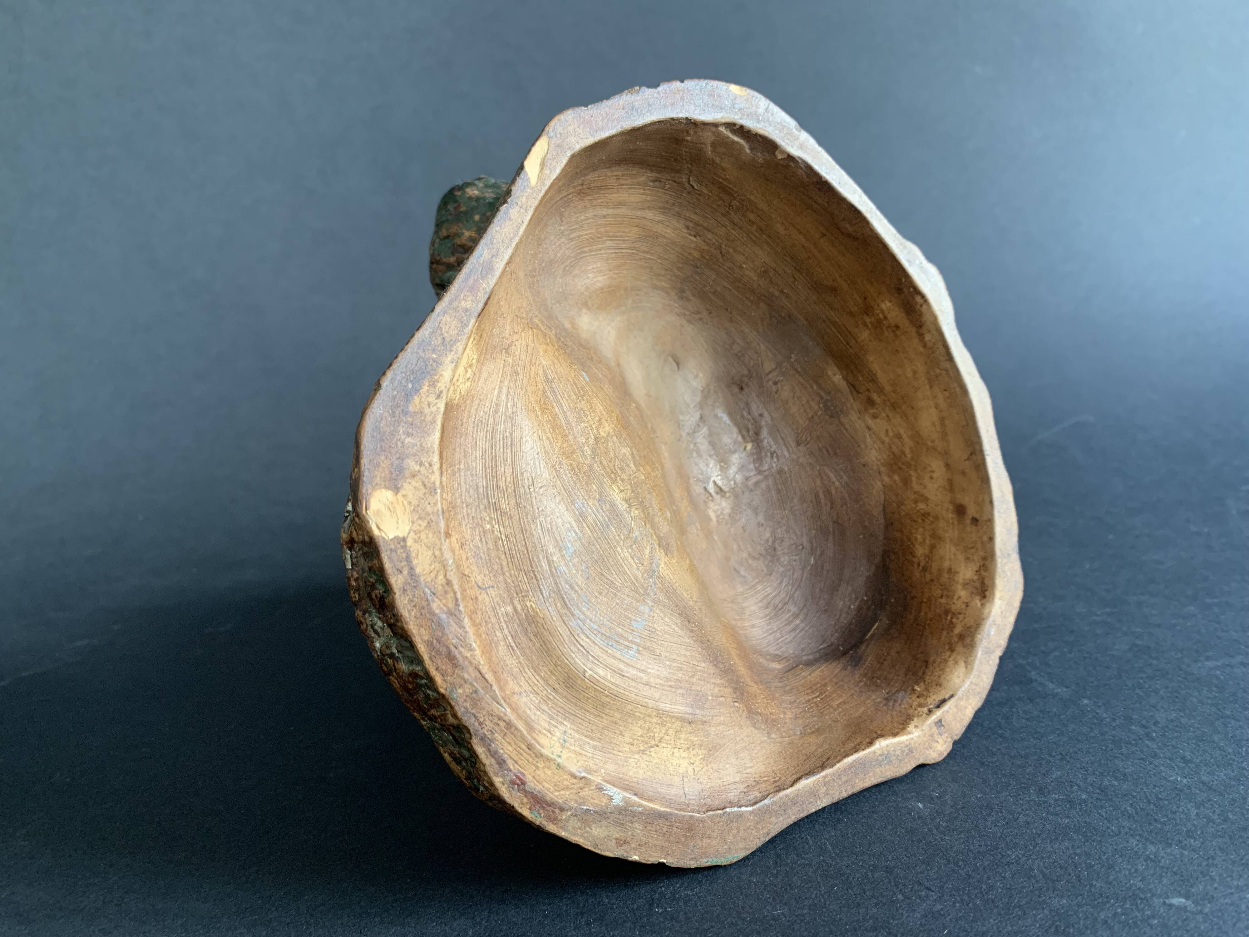 Pyrogenic, naturalistic tobacco jar in glazed terracotta from the 1900s