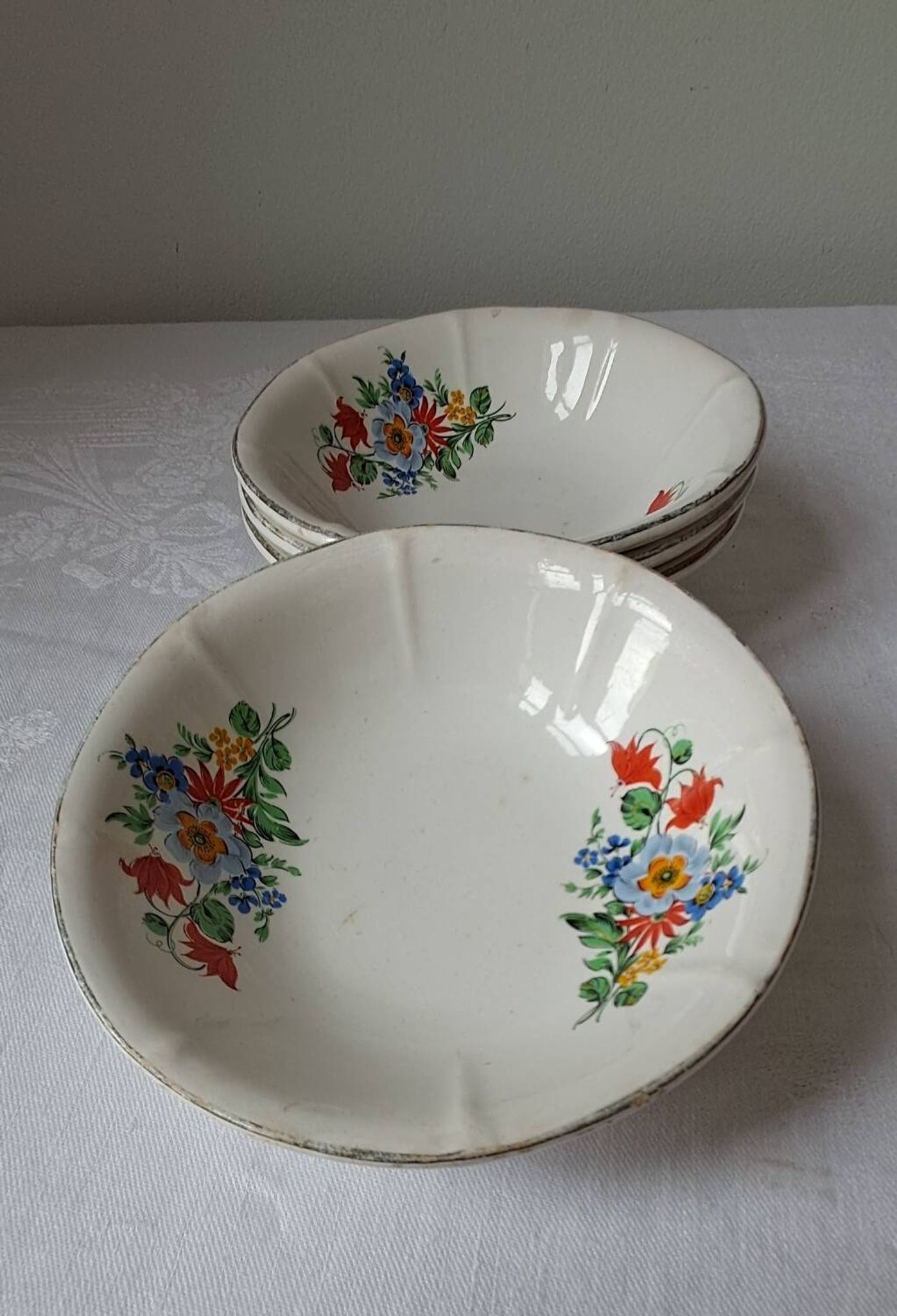 Coupelles vintage Digoin Sarreguemines. Décalcomanies de fleurs