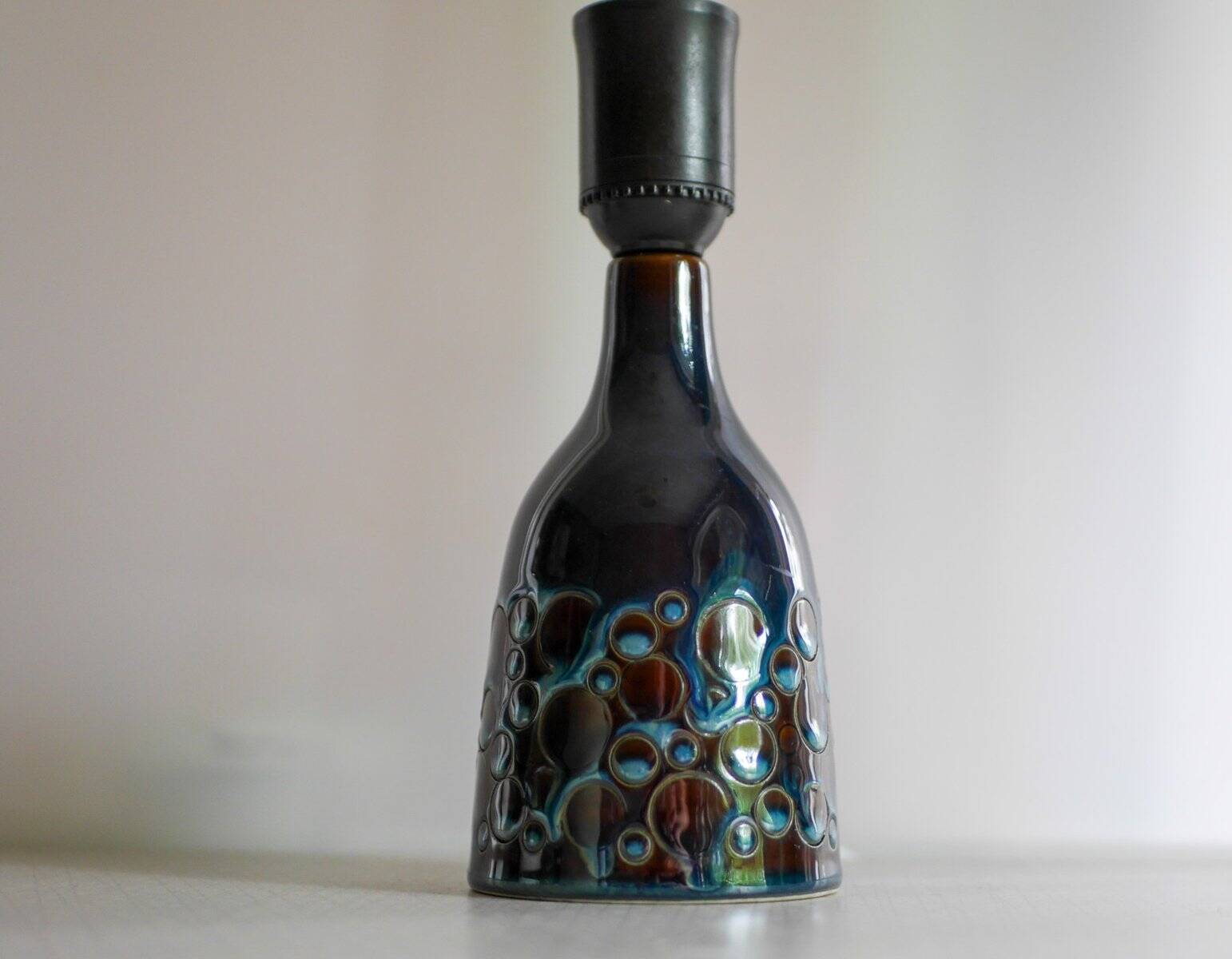 Mid-century modern pottery table lamp with candy glazing from Söholm, Denmark, 1960s