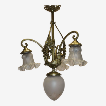 Ancien lustre en bronze style Louis XVI