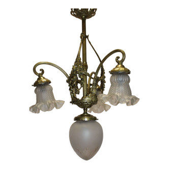 Ancien lustre en bronze style Louis XVI