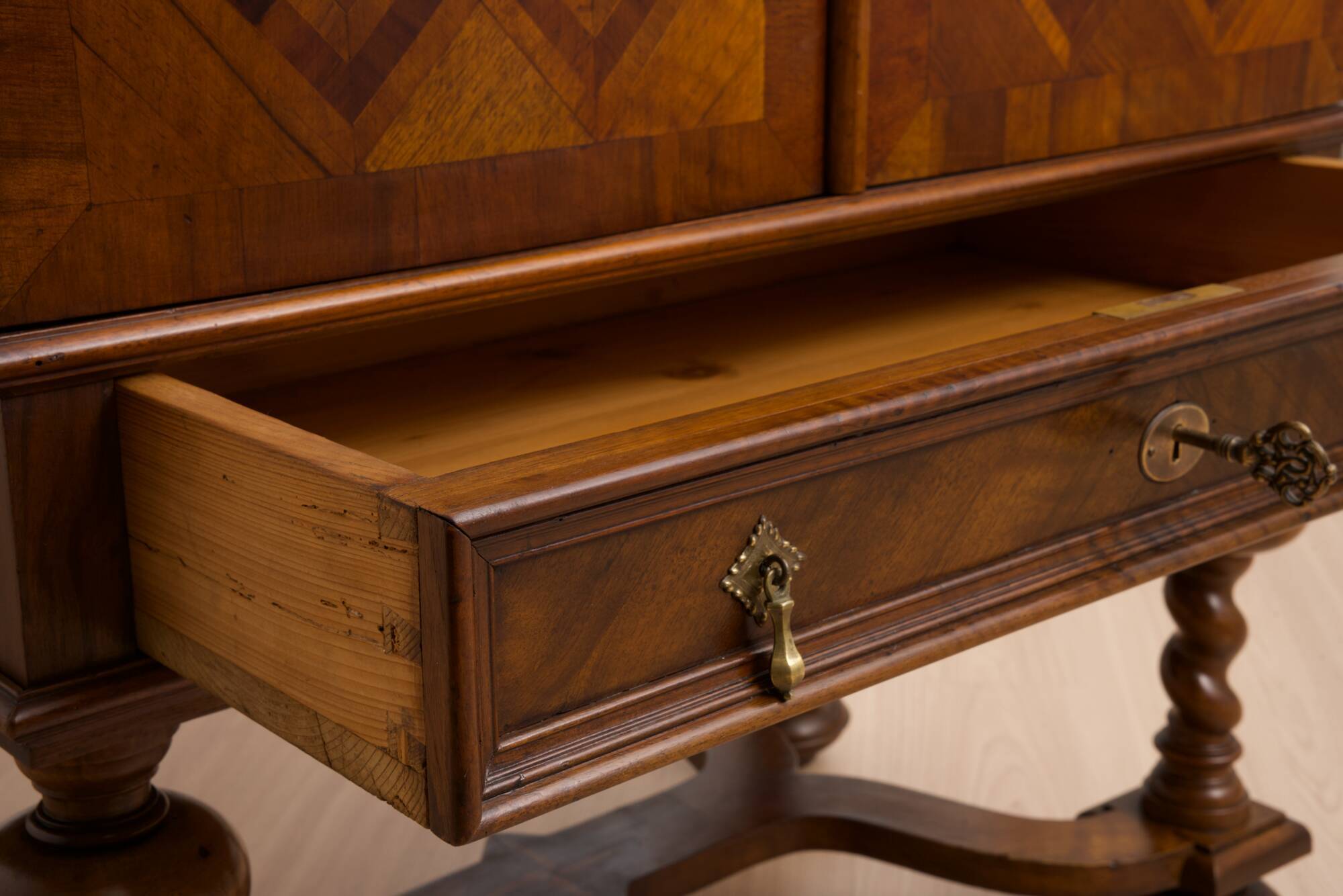 Neo-Baroque German Walnut Cocktail Cabinet, 1900s