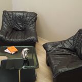 Leather armchair, Italian design, 1960s, production: Italy