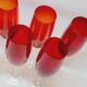 10 ruby red blown glass champagne flutes