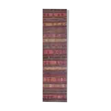 Tapis Kilim en laine et coton turc fait main vintage des années 1970 101x382