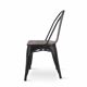 Industrial chair in matte black metal with dark natural wood seating
