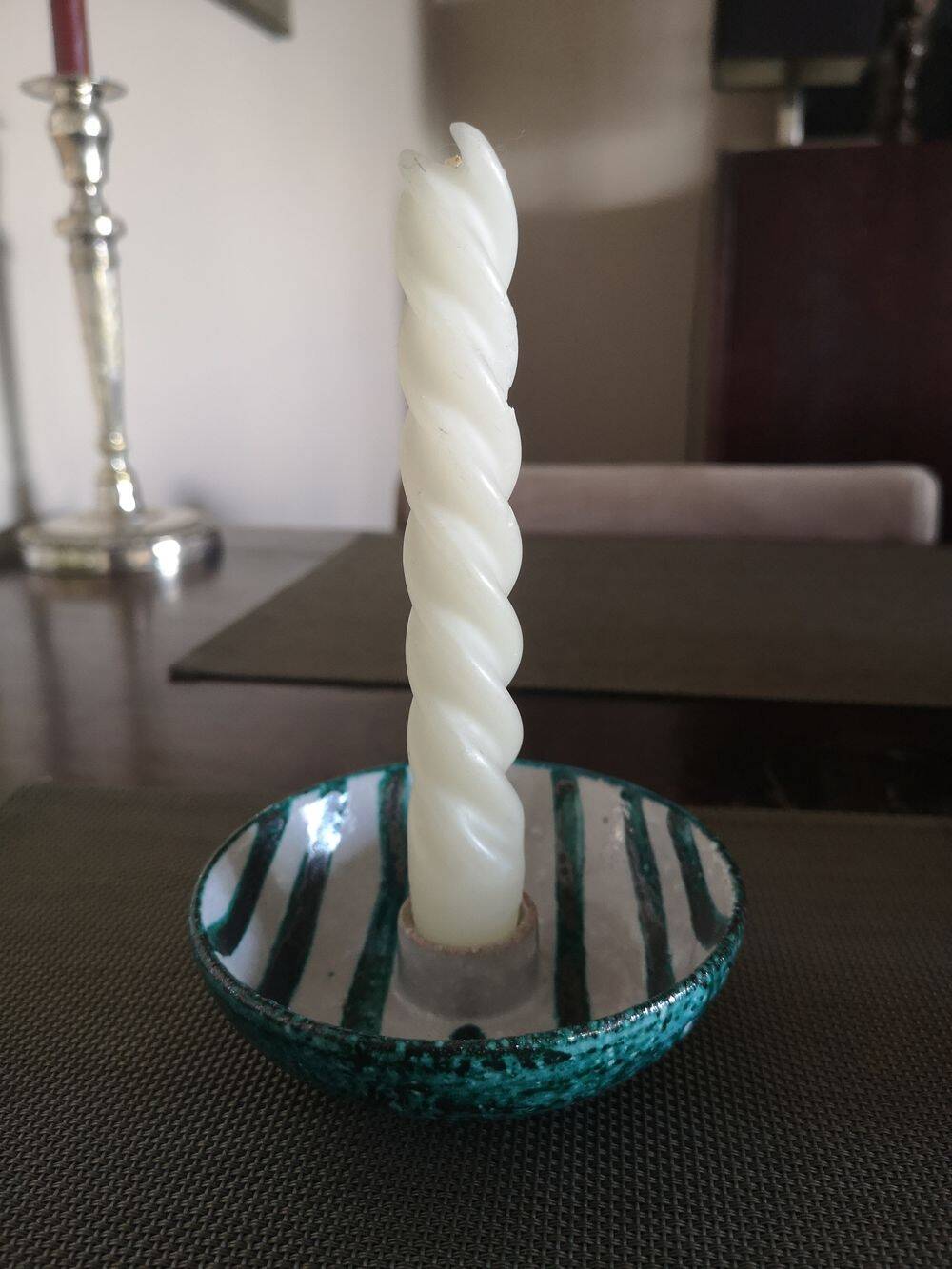 Italian glazed ceramic candle holder Baldelli 1950s 1960s