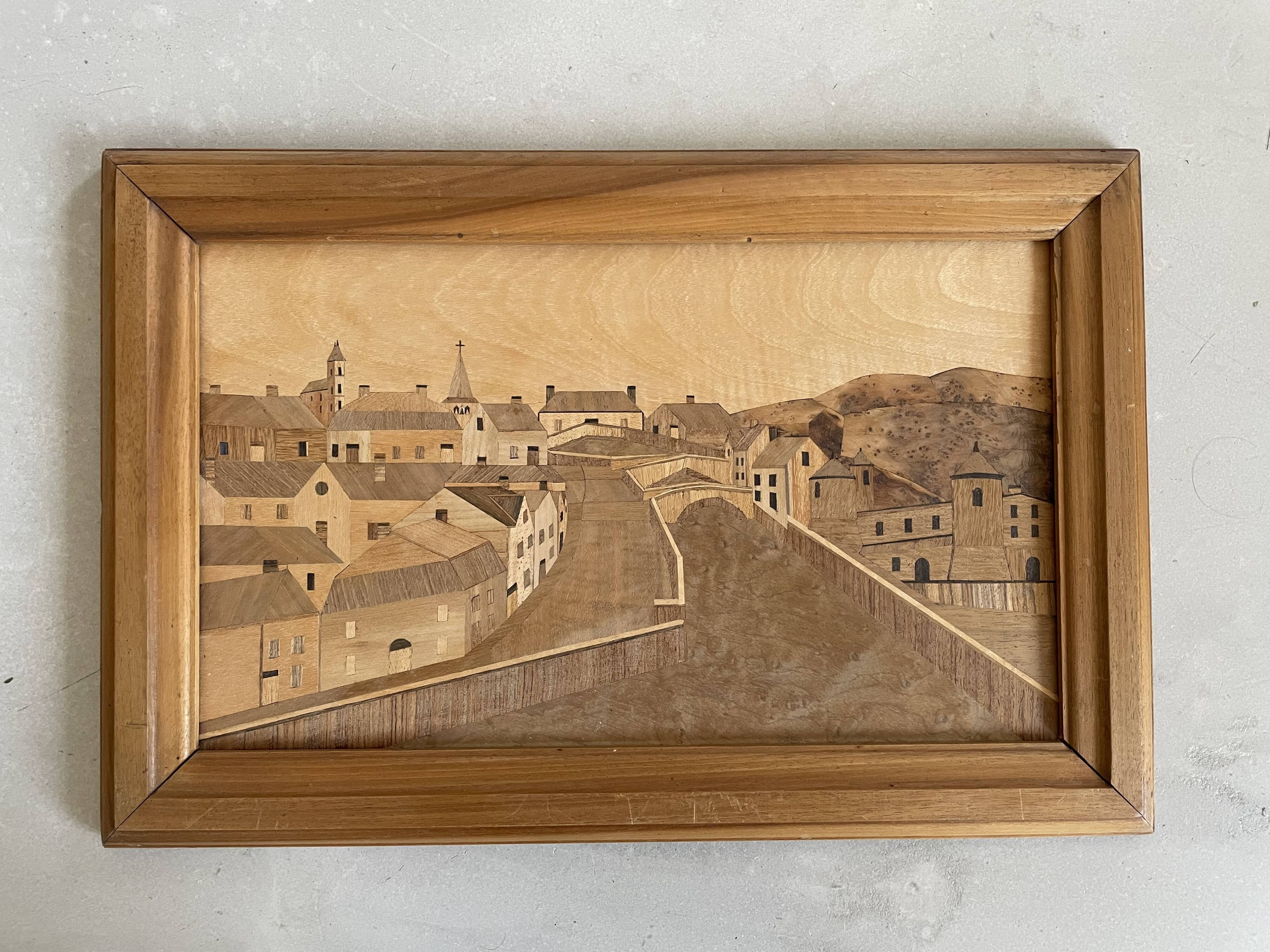 Wood marquetry table