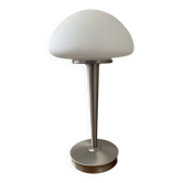 Lampe champignon en opaline et aluminium brossé années 80-90