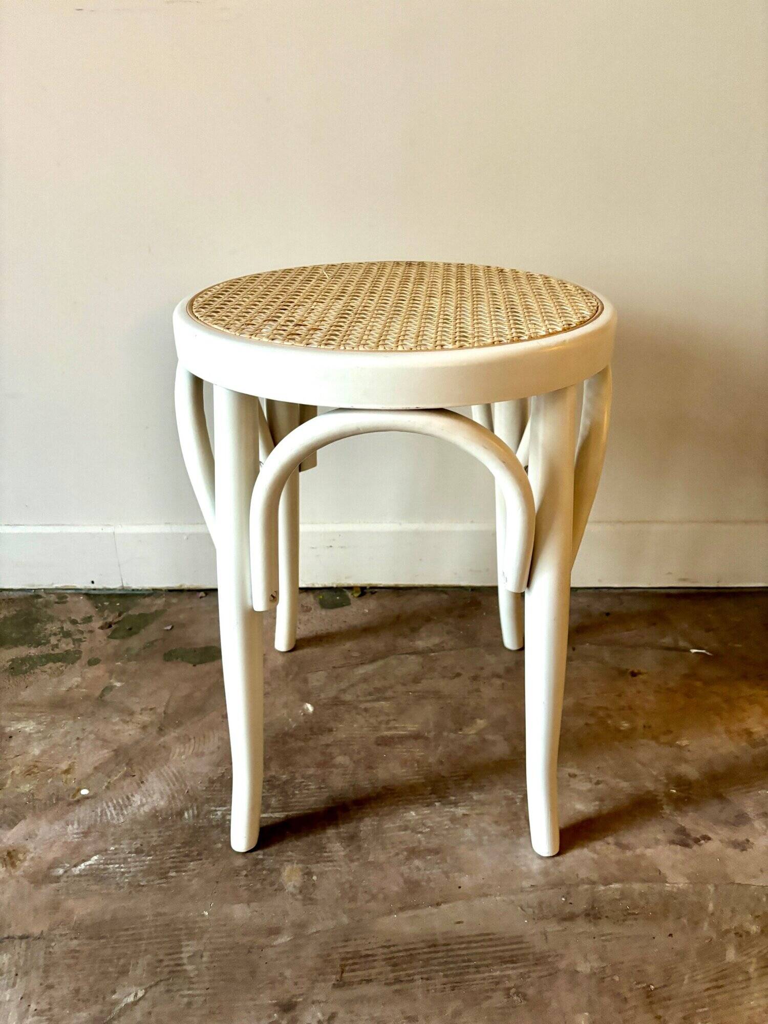 Stool in canework and white bent beech