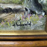 Landscape painting of flowering trees, Huguette Eichwald
