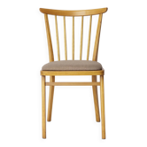 Chaise de cuisine vintage en hêtre – Design allemand des années 1960, revêtement gris