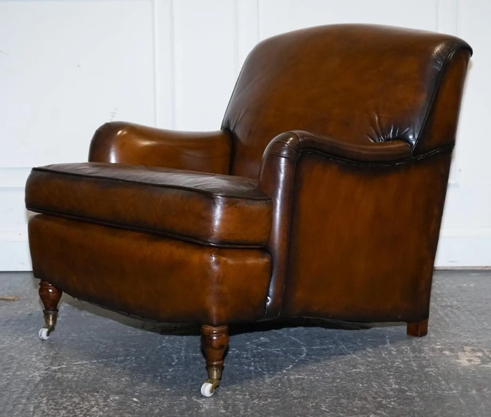 Set of Hand-Dyed Leather Cigar Chairs