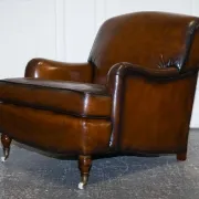 Set of Hand-Dyed Leather Cigar Chairs