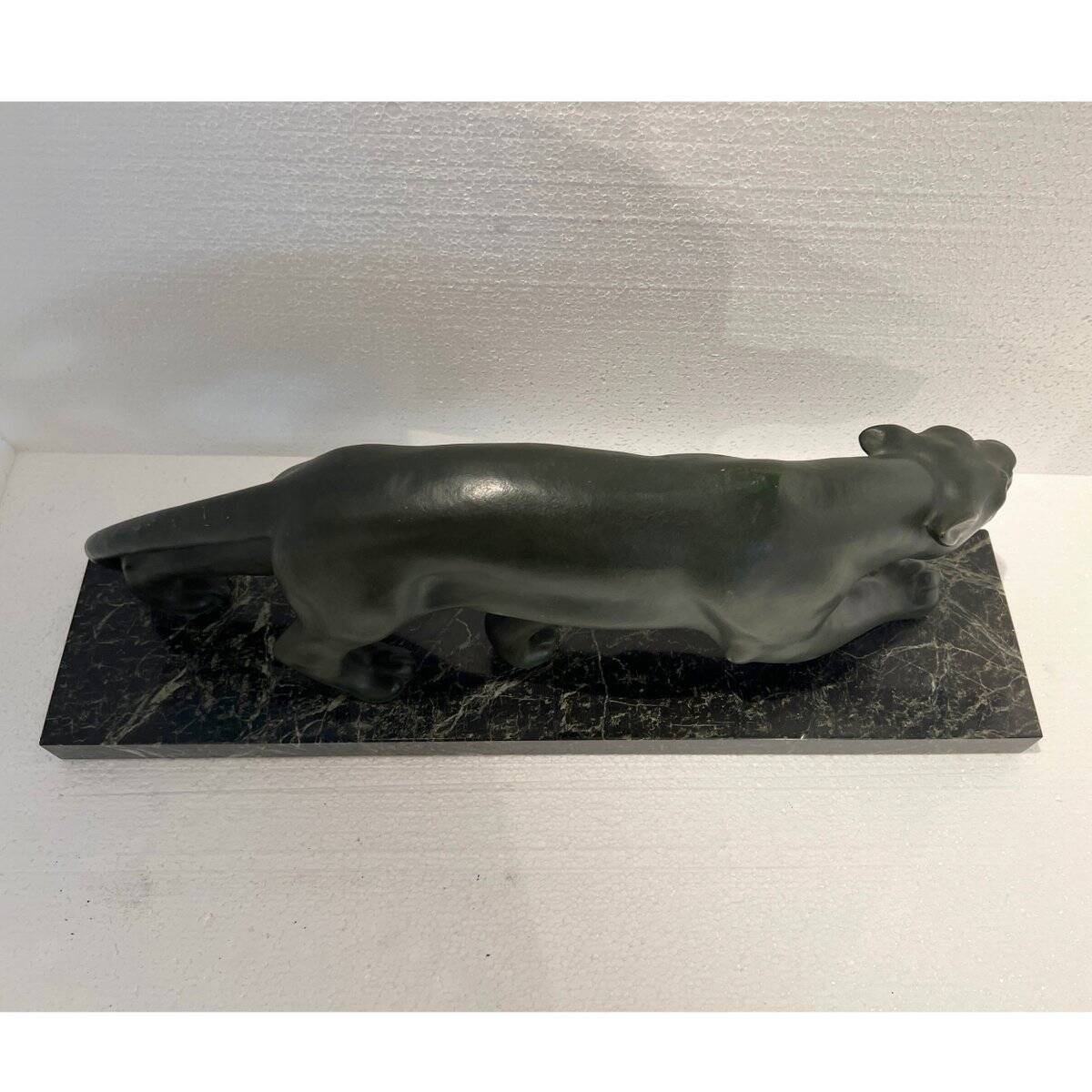 Secondo, Art Deco Panther, 1930, Bronze with Marble Base