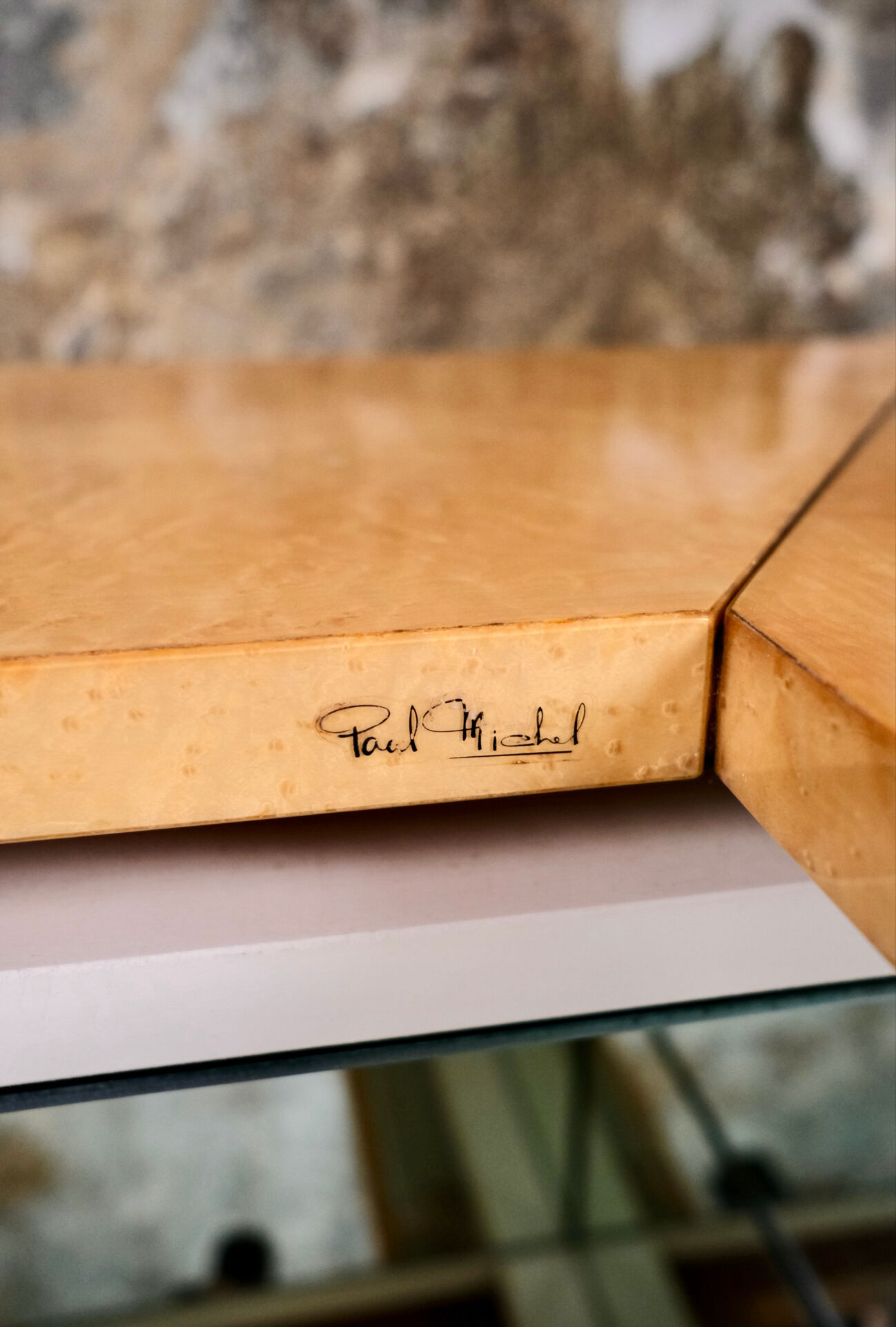 Coffee table bar in ash burl, Paul Michel for Roche Bobois, 1980.