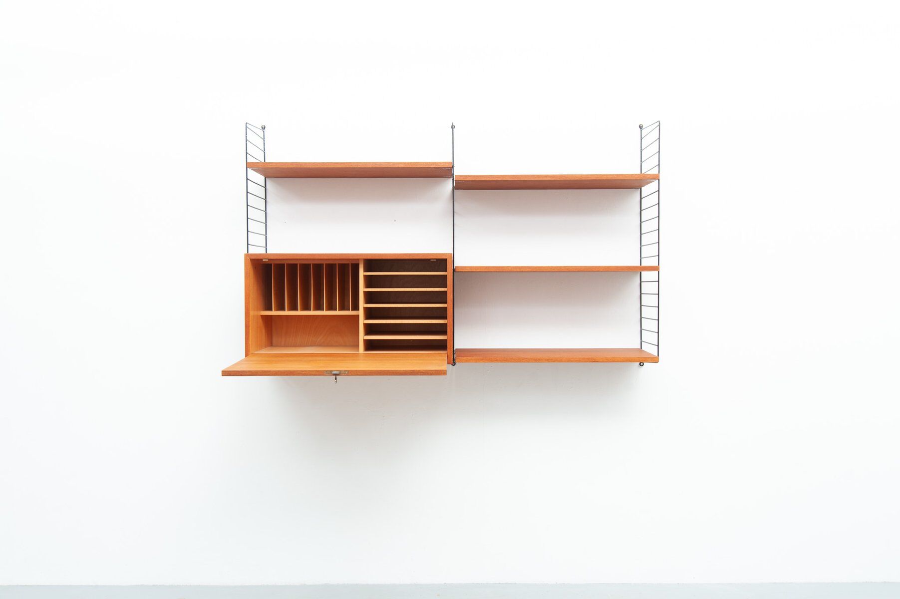 String teak wall shelf by Kajsa & Nisse Strinning, 1950s