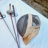 Vintage French Fencing Mask and 3 Swords (Sabre, Sabre or Foil) by L. Carré París