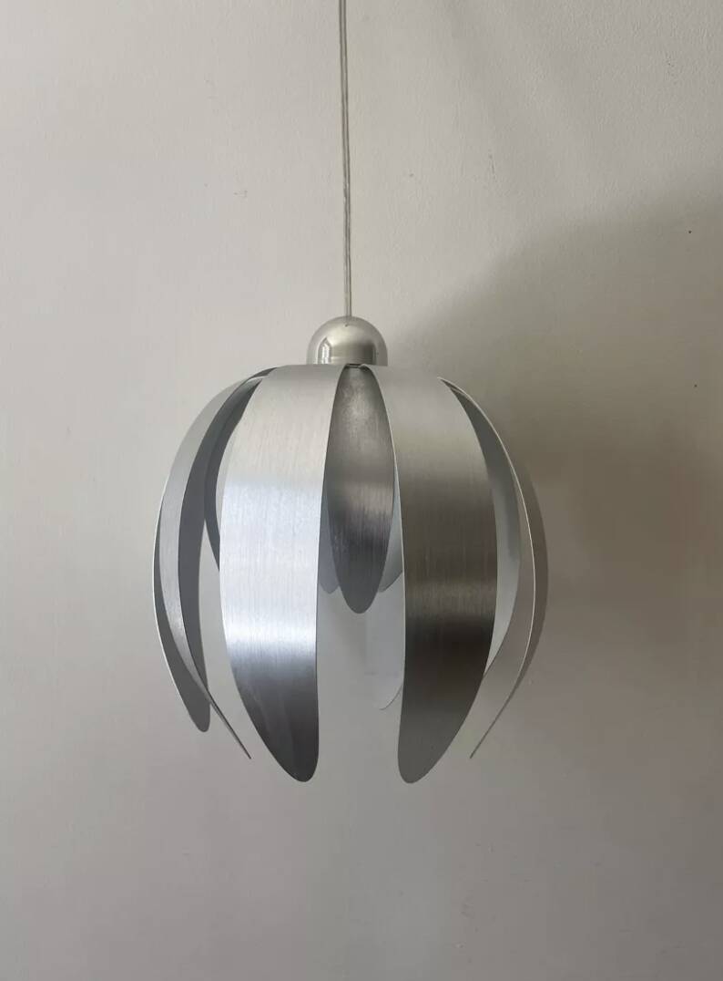Brushed metal flower pendant light, 1970 design