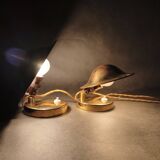 Pair of Art Deco Adjustable Brass Table Lamps, 1930s Czechoslovakia