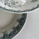 Set of 6 blue ironstone deep plates, antique French earthenware.