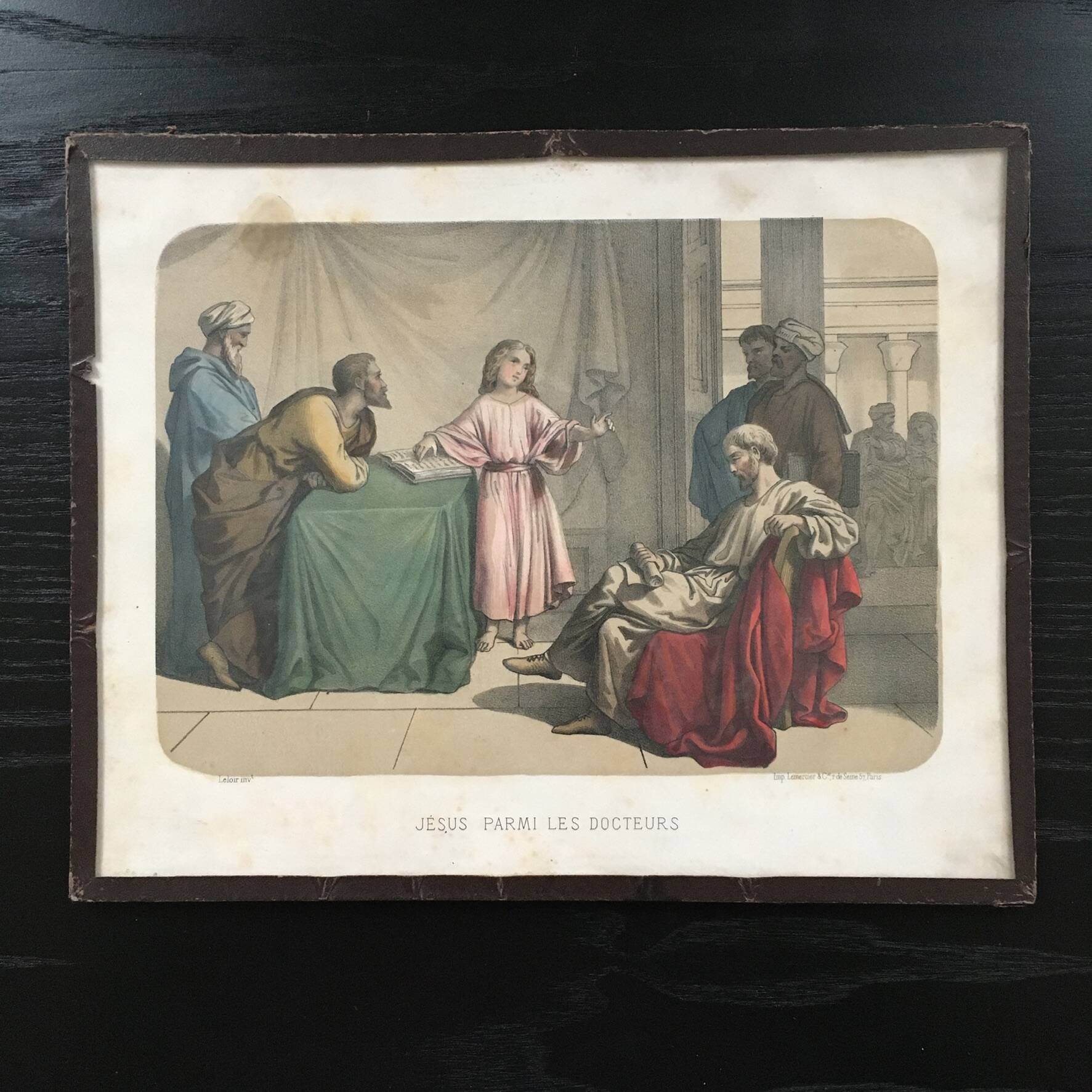 Old illustration Jesus among the doctors