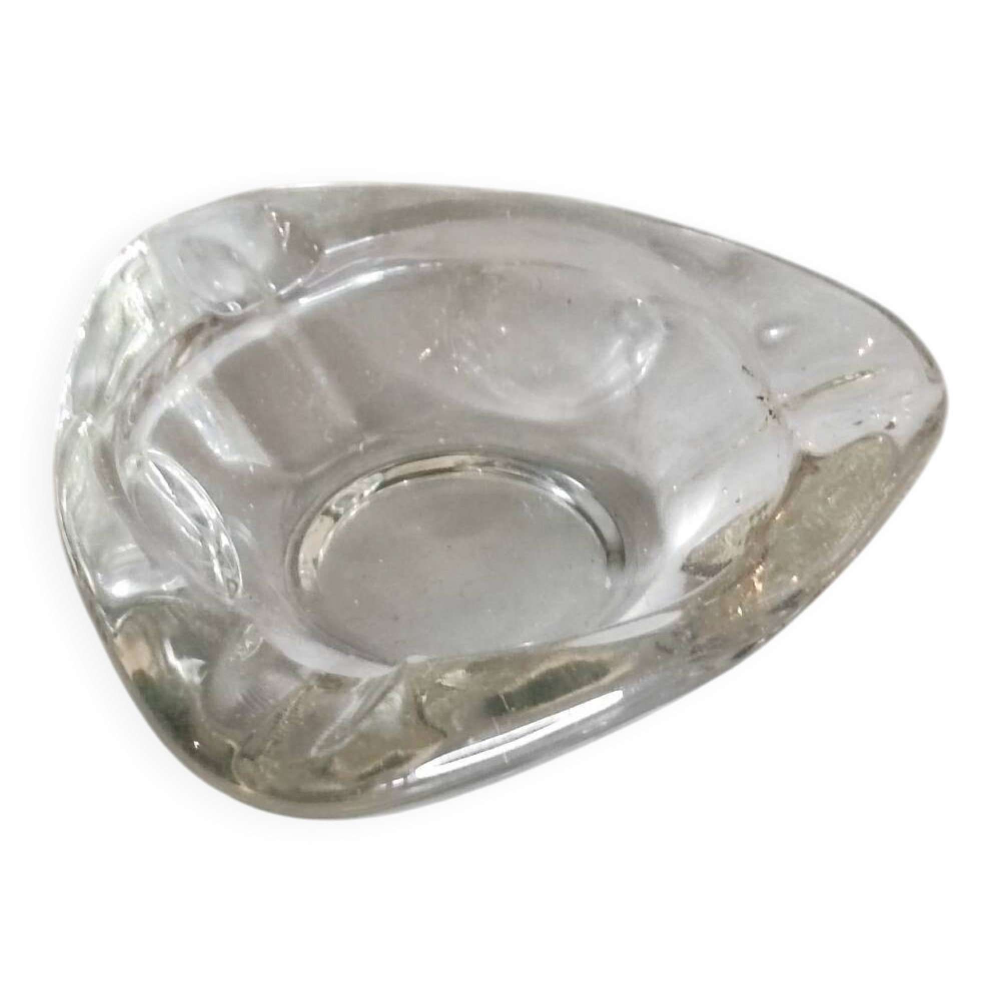 Vintage triangular glass ashtray