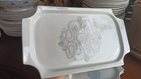 3 plats de service Jammet-Seignolles en porcelaine de Limoges. Parabole, décor Turku
