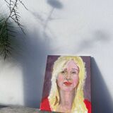 Painting of a blonde woman / oil on canvas