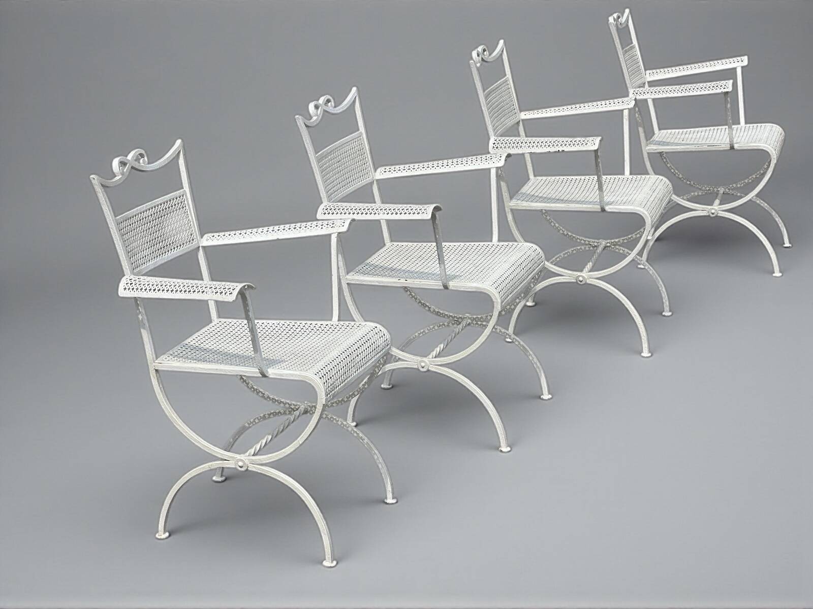 Garden set Maison Jansen in wrought iron 1960